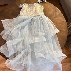 Cinderella Blue Elegant Sequin and Tulle Kids Dress